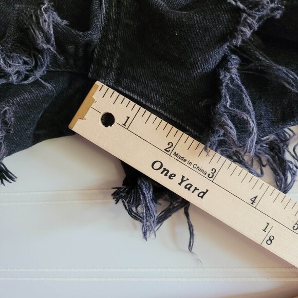 Abercrombie Fitch Mom Short High Rise Size 25/0 Denim Cutoffs Shorts Black - Picture 10 of 14